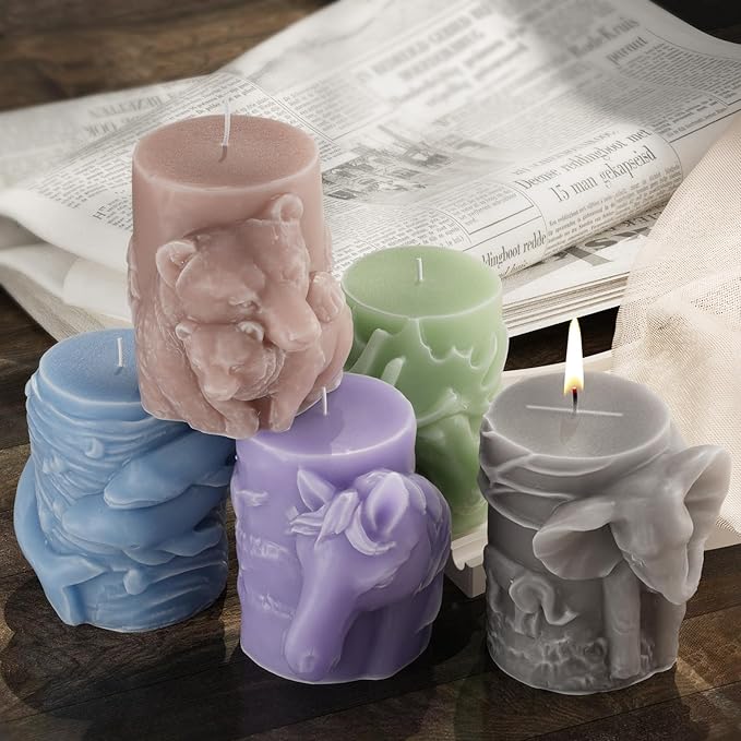 Elephant Cylinder Animal Resin Casting Silicone Mold for Home Decor & Candle Making Wave Spiral Mold