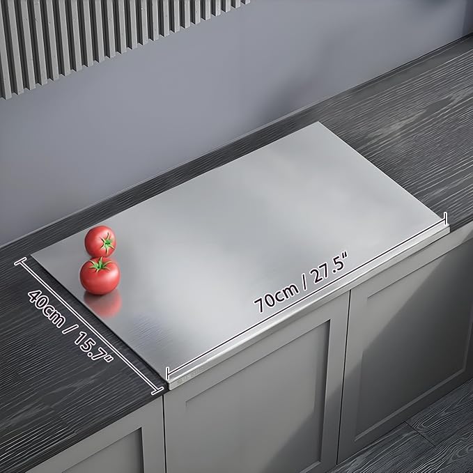 304 Stainless Steel Cutting Board – Stainless Steel Kitchen Chopping Boards Non-Slip, Dishwasher Safe – Ideal for Meat, Vegetables, Fruits, Bread & Baking – Commercial & Home Use (27.5 * 15.7in)