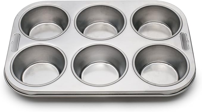Fox Run 4867 Muffin Pan, 6 Cup, Stainless Steel