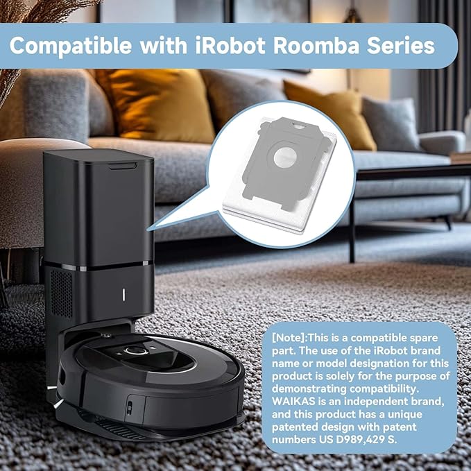 18 Pack j9+ Replacement Bags for iRobot Roomba j7+ (7550), j6+, j5+, i3+ EVO (3550), i4+, i5+, i8+ (8550), s9+ and i/s/j Series, Clean Base Automatic Dirt Disposal Bags