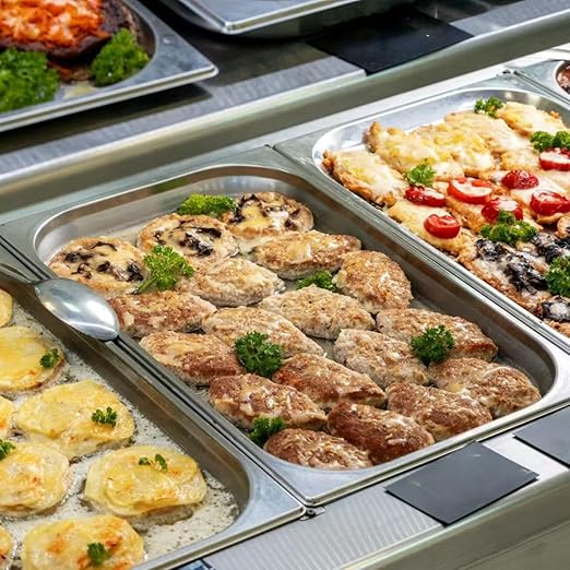 Full Size Hotel Pans 2.5 Inch Deep Stainless Steel Food Pan - Anti-Jam 6 Pack Steam Table Pan Set for Catering, Buffet Use, Kitchen Prep