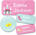 Personalized Daycare Name Labels for Kids (130 Labels) - Custom Waterproof Name Stickers for Clothing Tags, Water Bottles, Lunch Boxes and School Supplies (Princess)
