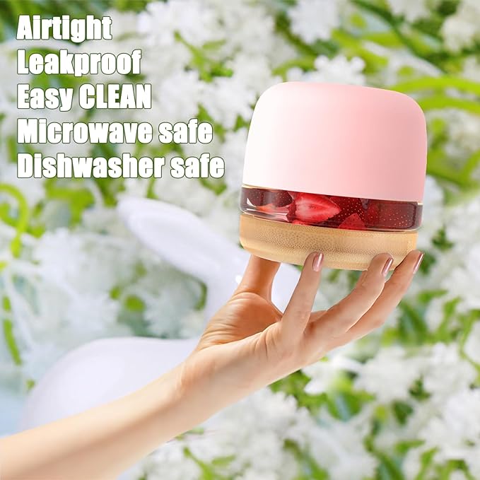 Tronco 24 oz Glass Container with Bamboo Lids, Food Storage Bowls for Soup, Stew & Overnight Oats, 100% Leak & Spill Proof, Airtight, Microwave & Dishwasher Safe, BPA-Free