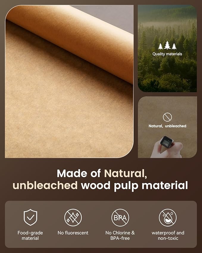 Parchment Paper Sheets, 9x13 In Non-Stick Precut Baking Parchment for Baking, Grilling, Air Fryer, Steaming, and More (Unbleached) - Quarter Sheet Size, Perfect for Bread, Cakes, Cookies, 100PCS