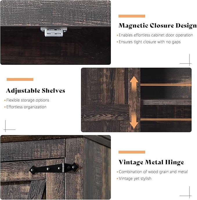 AMERLIFE 72" Tall Kitchen Pantry Storage Cabinet, Adjustable Shelves and Drawer, Farmhouse Food Pantry Cabinet for Kitchen, Living Room, Dining Room, Antique Oak