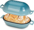 Enameled Cast Iron Dutch Oven for Sourdough Bread Baking,9 x 5-4/5 Inch Oval Cast Iron Bread Pan with Lid,Dutch Oven for Homemade Sourdough Baking,2.8QT Meatloaf Pan,Oven Safe