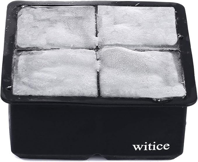 Silicone Ice Cube Trays Large for Whisky(2.5-Inches) - Whiskey Ice Cube Mold, With Easy Release Ice Cubes for Whiskey and For Cocktail,Food Grade (Black 1 Tray)