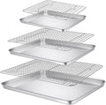 P&P CHEF 16 + 12.5 + 9 Inch Baking Sheet and Rack Set, Stainless Steel Cookie Sheets Oven Baking Pans Trays with Cooling Racks for Cooking & Roasting, Oven & Dishwasher Safe, (6Pcs)