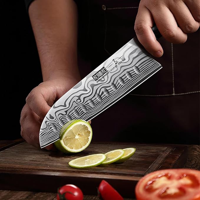 HOSHANHO 8 Pieces Knife Set with Magnetic Block, Ultra Sharp Powder Steel Knife Block Set, Professional Chef Knife Sets with Ergonomic Handle & Knife Sharpener