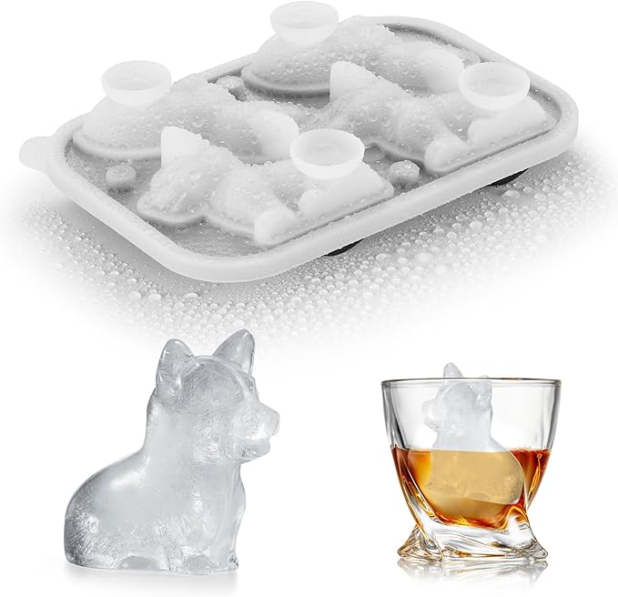 3D Corgi Dog Ice Cube Tray - Fun Shapes, Novelty Mom/Dad Gifts for Dog Lovers, Cute Corgi Ice Mold for Whiskey, Cocktail, Bourbon