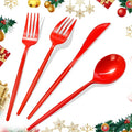 120 Pack Red Plastic Silverware Heavy Duty, Red Plastic Utensils, Sturdy Disposable Cutlery, 40 Forks 40 Spoons 40 Knives for Birthday, Graduation, Christmas, Chinese New Year, Valentines Day
