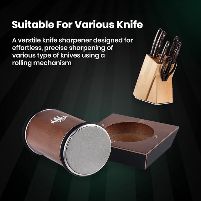 Upgraded Rolling Knife Sharpener Kit, Multi-Angle Adjustable Sharpening Tool with Diamond and Ceramic Discs, Knife Sharpener Roller for Kitchen, Knife Sharpening Made Easy