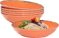 Farmhouse Melamine Pasta Bowls set, 42 OZ Large Fruit Bowl, Lightweight and Unbreakable Salad Serving Bowl, Set of 6, 9.25 inch Wide and Shallow Dinner Bowls, Dishwasher Safe,Orange…