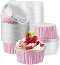 EUSOAR Foil Baking Cups, 50pcs 5oz 125ml Muffin Liners Cups with Lids, Disposable Aluminum Cupcake Ramekins Pans Baking Cup Holders Liners for Wedding Birthday Party