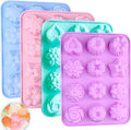 4 Pcs Flower Silicone Soap Molds-12 Cavities for Soap Making, Bath Bombs, Shower Steamers, Lotion Bars, Chocolate, Candy