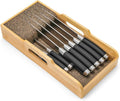 Bamboo Knife Drawer Organizer Insert - Kitchen In-Drawer Knife Block Holder, Flexible Dividers for Knives Organization