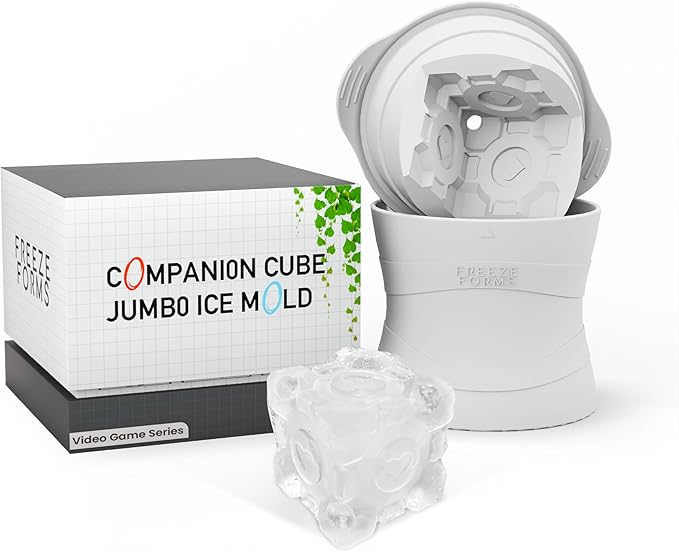 Portal Companion Cube Jumbo Ice Mold | Crisp Edges | Easy Removal | Perfect Novelty Holiday Gift for Gamers, Geeks, and Sci-Fi Enthusiasts