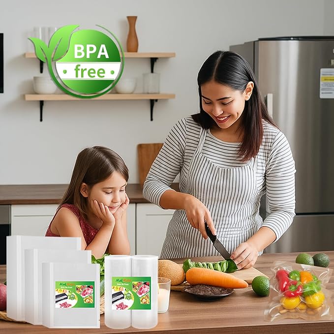MakMeFre 100 Gallon Size 11" x 16" Vacuum Sealer Bags with BPA Free and Heavy Duty,Great for Food Storage Vaccume Sealer PreCut Bag