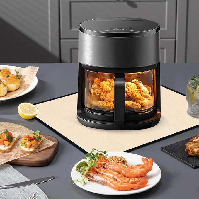 Heat Resistant Mats for Countertop - Fireproof 16x20in Heat Resistant Mats for Air Fryer - Kitchen Countertop Protector for Air Fryer, Coffee Maker, Stand Mixer, Toaster, Oven 2PCS - Khaki