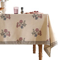 ISAENNE Designer Linen Light Beige Small Square Tablecloth,French Colorful Floral Table Cloth,Stain Resistant Decor Tablecloths for Dining Thanksgiving Christmas Kitchen,55"*55"-Helena E