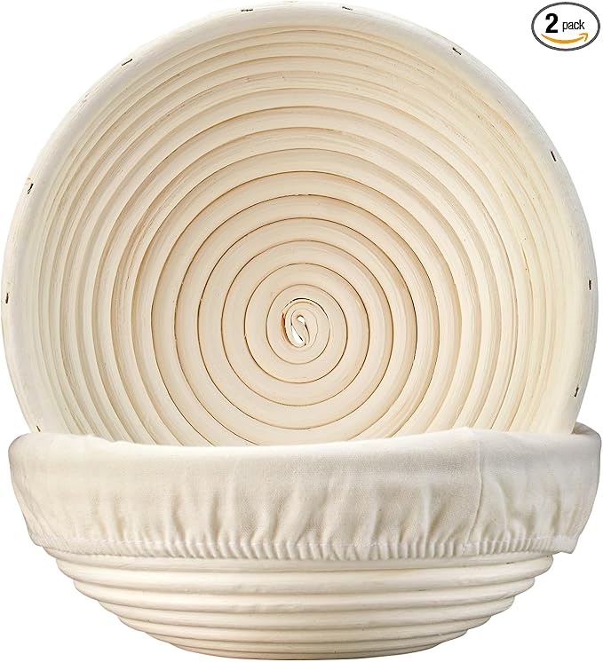 Proofing Basket - 9 inch Banneton Bread Proofing Baskets Set of 2 Banneton Basket Sourdough Proofing Bowls with Liners for Professional & Home Artisan Sourdough Bread Baking Supplies