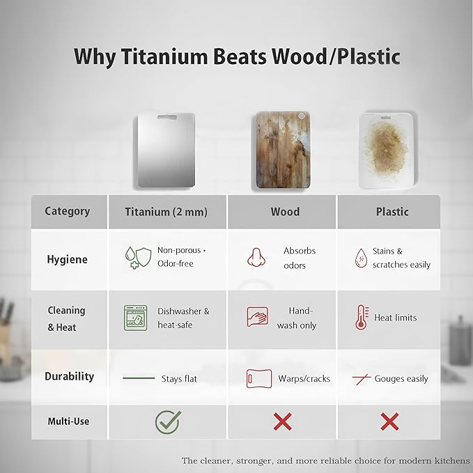 100% Pure Titanium Cutting Board 14x10 In, 2 Mm Thick, Titanium Cutting Boards For Kitchen Dishwasher Safe, Stays Flat & Odor-resistant, Non-porous, Reversible - Multi-use: Pastry, Prep & Serve, Bbq.