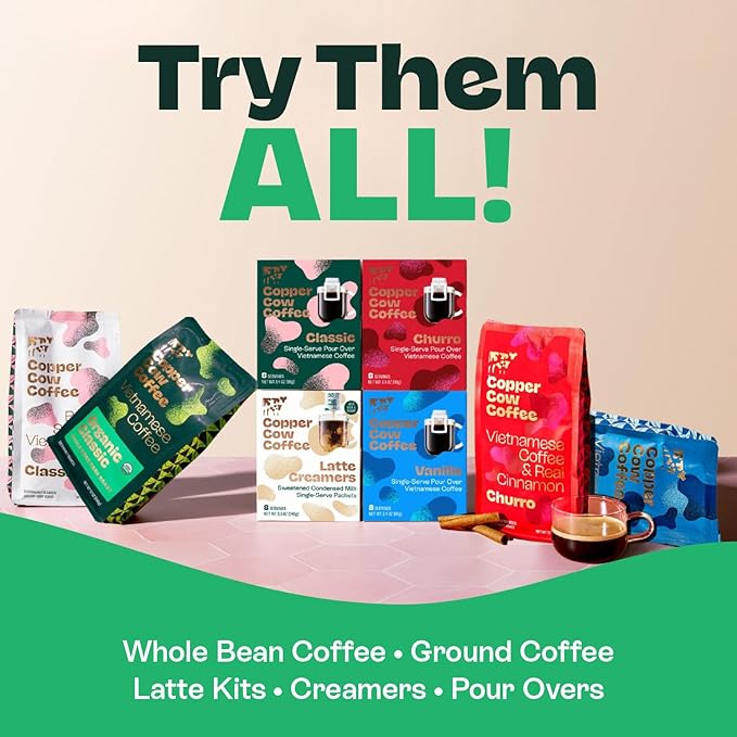 Copper Cow Premium Vietnamese Ground Coffee, 10 OZ | Classic Black Coffee | Dark Roast | Vietnamese Coffee