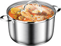 Cooking Pot, Stainless Steel Stock Pot, Soup Pot with Glass Lid, Induction Pots - 6.8 Quart