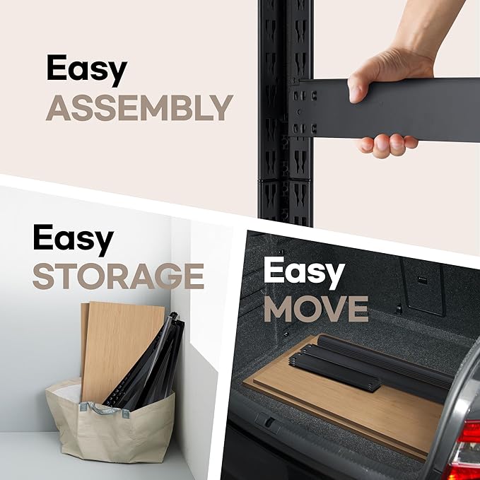 HOMEDANT House Black 5-Tier Laminated Metal Shelving Unit Adjustable Storage Utility Rack Heavy Duty Shelves Organization Shelf Kitchen Garage Pantry Closet 3Pack