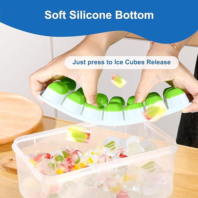 Ice Cube Tray with Lid 5 Pack, 60 Cubes Silicone Ice Cube Trays for Freezer, BPA-Free Easy Release Ice Molds, Stackable Dishwasher Safe Ice Cube Trays for Cocktails, Coffee & Drinks