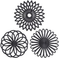 Set of 3 Silicone Trivet Mat - Hot Pot Holder Hot Pads for Table & Countertop - Trivet for Hot Dishes - Non-Slip & Heat Resistant Modern Kitchen Hot Pads for Pots & Pans, Black