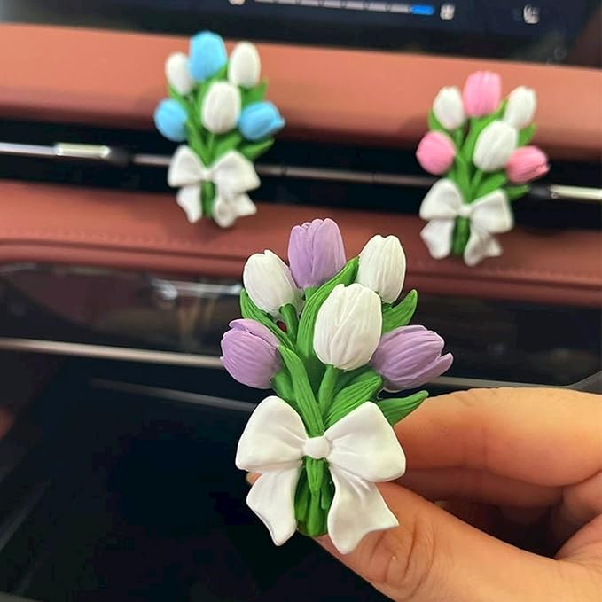 3D Tulip Bouquet Gypsum Plaster Mold, Flower Shaped Silicone Mold for Candle, Epoxy Resin and Soap Making, DIY Home Decor and Tulip Car Air Freshener, Unique Birthday Gift Idea