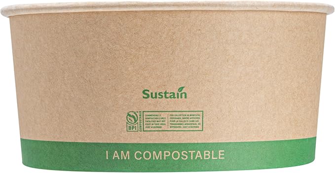 Restaurantware Paper Food Containers 50 Pack Of 44 oz Disposable Round Kraft Salad Bowls Sustainable Stackable Greaseproof Meal Prep Take Out Containers For Ice Creams, Soups, Snacks And Desserts