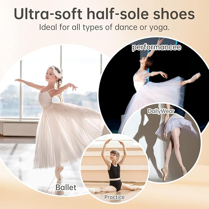 Half Soles Dance Shoes for Women Girls Men Lyrical Pirouette Ballet Canvas Shoes Turners Dance Shoes for Contemporary (Girls/Boys/Men/Adult)