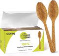 Premium Quality100% Biodegradable Spoons Made of Vegetable Fibers, 100 PCS of 6.7” Long Heavy-Duty and Splinter Free Eco-Friendly Spoons, Perfect Sustainable Cutlery for All Types of Occasions
