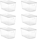 Vtopmart 6 Pack Clear Stackable Storage Bins with Lids,XLarge Plastic Containers with Handle for Pantry Organizer and Storage,Perfect for Kitchen,Fridge,Cabinet, Closet,Bathroom Organization