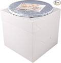 Cakebon Cake Boxes with Boards - 12 Inch Round Cake Drum Silver - Box With Window for Birthdays, Weddings and Parties (1pc Each, 2pcs Total)