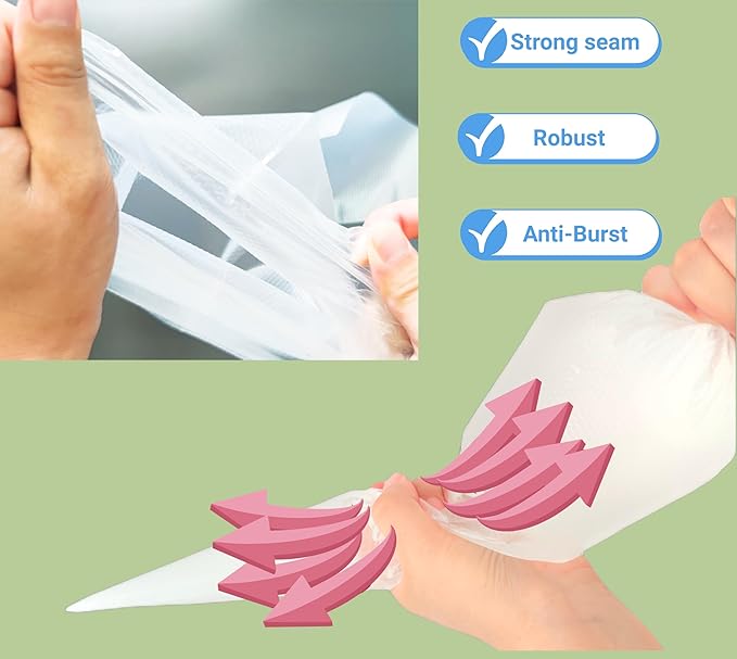 19 Inch Extra Large Piping Bags 100 Pack - Disposable Pastry Bags - Thick Anti-Burst Pastry Icing Frosting Piping Bags For Decorating Cupcakes Cakes Cookies (Extra Large 19 Inch-100 Pack)