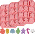 Christmas Molds Silicone Chocolate Molds Christmas Tree Santa Claus Gingerbread Cane Candy Molds 3pcs for Resin, Ice Cube, Soap, Cake Topper