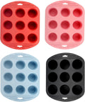 4 Pack Silicone Muffin Pan for Baking, Silicone Cupcake Pan, 9 Cup Nonstick Cupcake Baking Pan Molds, BPA Free silicone Muffin Pans for Making Muffin Cakes, Tart, Bread - 4 Colors