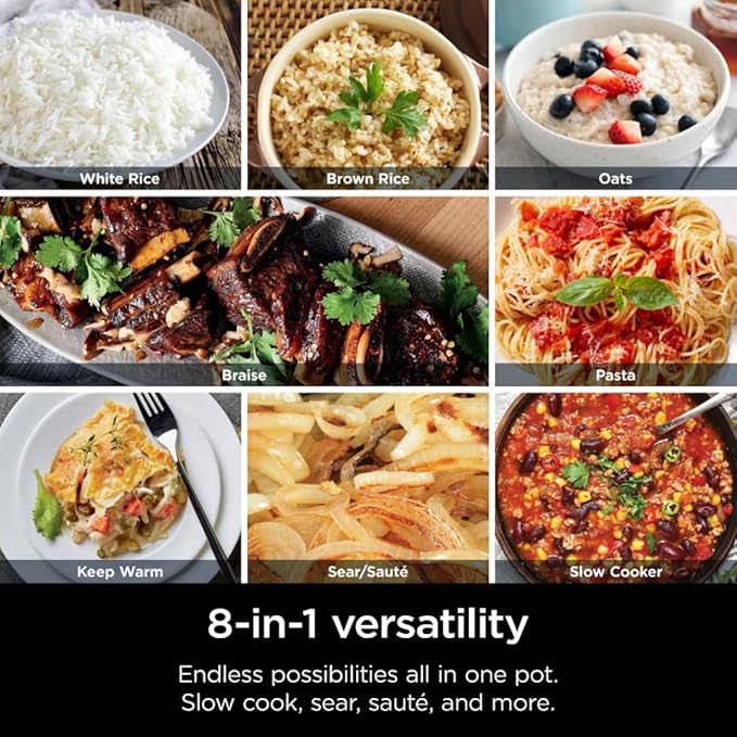 Ninja 10-in-1 Everyday Possible Cooker Pro 6.5-qt,Multi-Cooker,Slow Cooker, Slow Cook,Sear/Sauté,Braise,Keep Warm,White Rice,Brown Rice,Oats,Cooking Pot Midnight Blue, Base Gray/Stainlees Steel