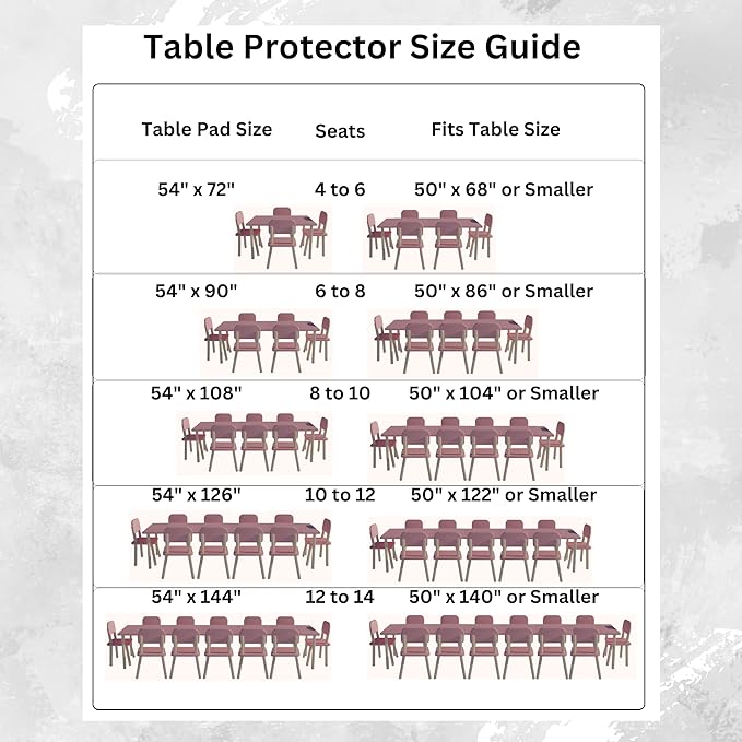 Quality Table Pad Protector, Superior Protection from Spills, Scratches & Heat - Reusable Vinyl Table Cloth with Cushion Flannel Backing (108" L x 54" W)