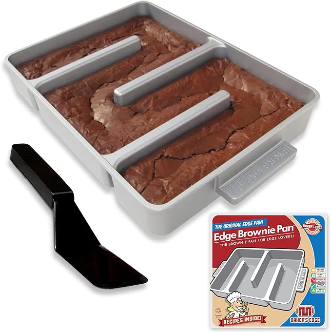 Baker's Edge Brownie Pan, The Original All Edges Brownie Pan for Baking | Premium Double Nonstick Coating, Heavy Gauge Cast Aluminum, Rectangular 9x12” Size Baking Pan - US Patented Design