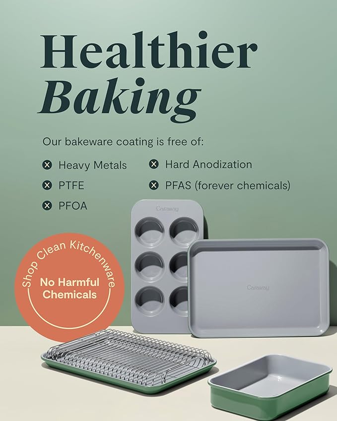 Caraway Nonstick Ceramic Small Baking Sheet (9x13”) – Non-Toxic, PTFE & PFOA Free – Oven Safe – Aluminized Steel Core – Mini Sheet Pan for Baking, Roasting & More - White