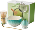 Matcha Whisk Set, 5Pcs Matcha Set Blue, Matcha Kit with Matcha Bowl, Matcha Whisk and Holder, Bamboo Scoop, Macha Sifter, Macha Tea Set for Macha Lovers, Tea Enthusiasts, Christmas, Breakfast,Latte