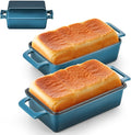 Leonyo 2-in-1 Cast Iron Bread Pan with Lid, Enameled Cast Iron Loaf Pan, 9 x 6 inch Sourdough Baking Pan, Homemade Bread Dutch Oven for Pound Cake, Lasagna, Up to 500℉ & Blackish Green