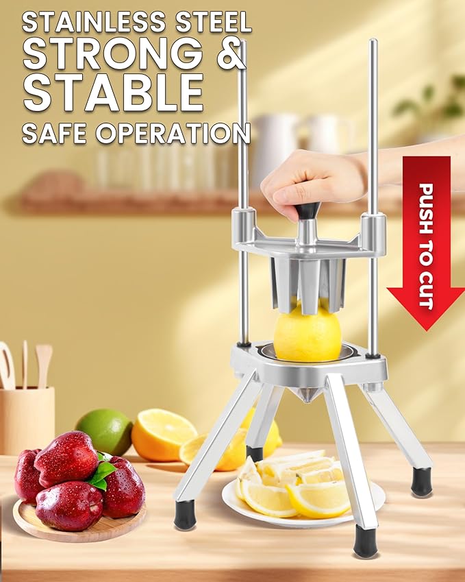Lemon Cutter With Two 8 Wedges Commercial Lemon Slicer Stainless Steel Fruit Cutter Fruit Lemon Chopper Lemon Wedges Slicer Machine for Fruits and Vegetables for Home&Commercial Use