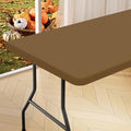 homing Rectangle Table Cloth Cover, Waterproof Polyester Elastic Fitted Tablecloth, Fits for 6 Foot Folding Tables, Washable Table Protector for Picnic, Camping, Outdoor (Brown, 30" x 72")