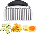 Suuker Large Crinkle Cutter French Fry Cutter, Large Crinkle Potato Slicer Wavy Chopper, Stainless Steel Wave Fries Cutter Slicer With Handle for Veggies, Potato, Cucumber, Carrot Chip