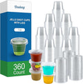 360 Set 1 oz Jello Shot Cups with Lids, Sturdy & Food Safe Disposable Plastic Portion Condiment Dipping Sauce Cups, Small Containers for Salad Dressing